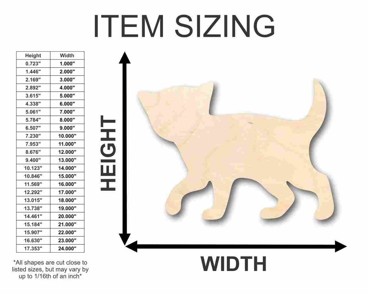 Unfinished Wood Kitten Cat Shape - Animal - Pet - Craft - up to 46" DIY
