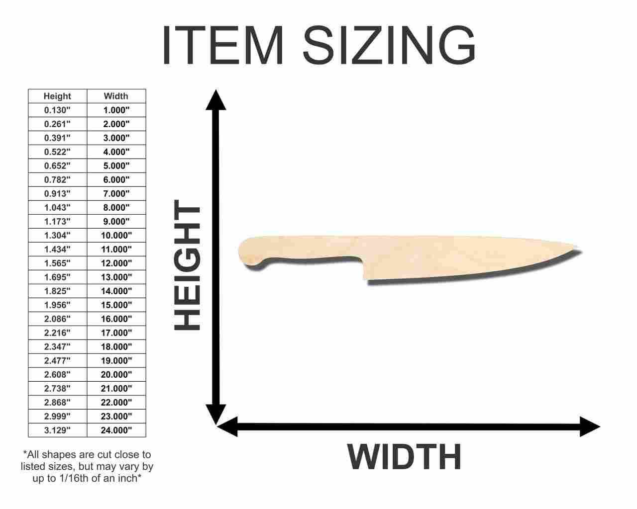 Unfinished Wood Knife Shape - Kitchen - Horror Halloween - Craft - up to 46" DIY