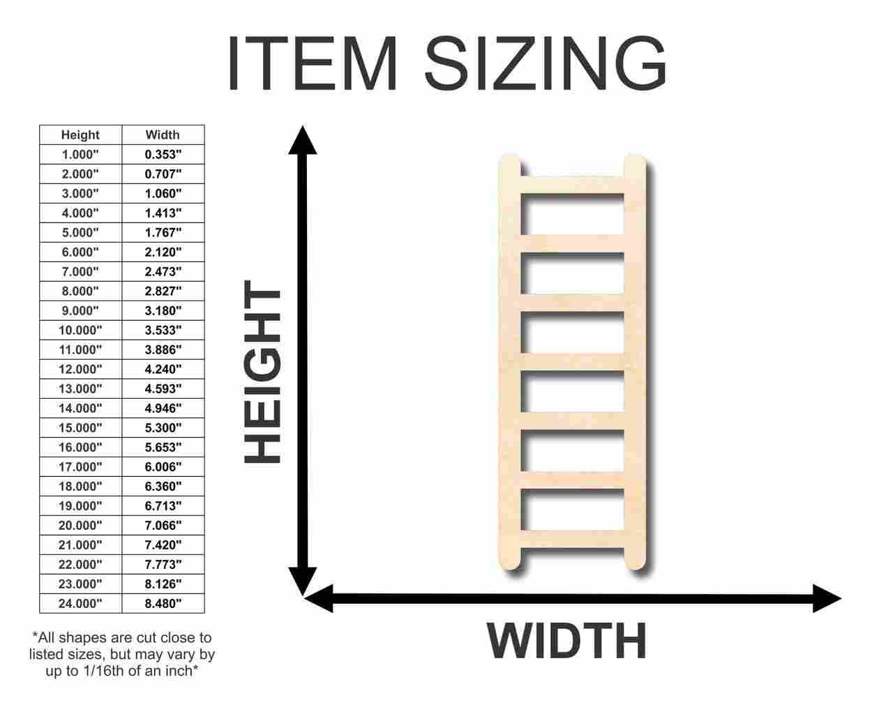 Unfinished Wood Ladder Shape - Fireman - Craft - up to 46" DIY