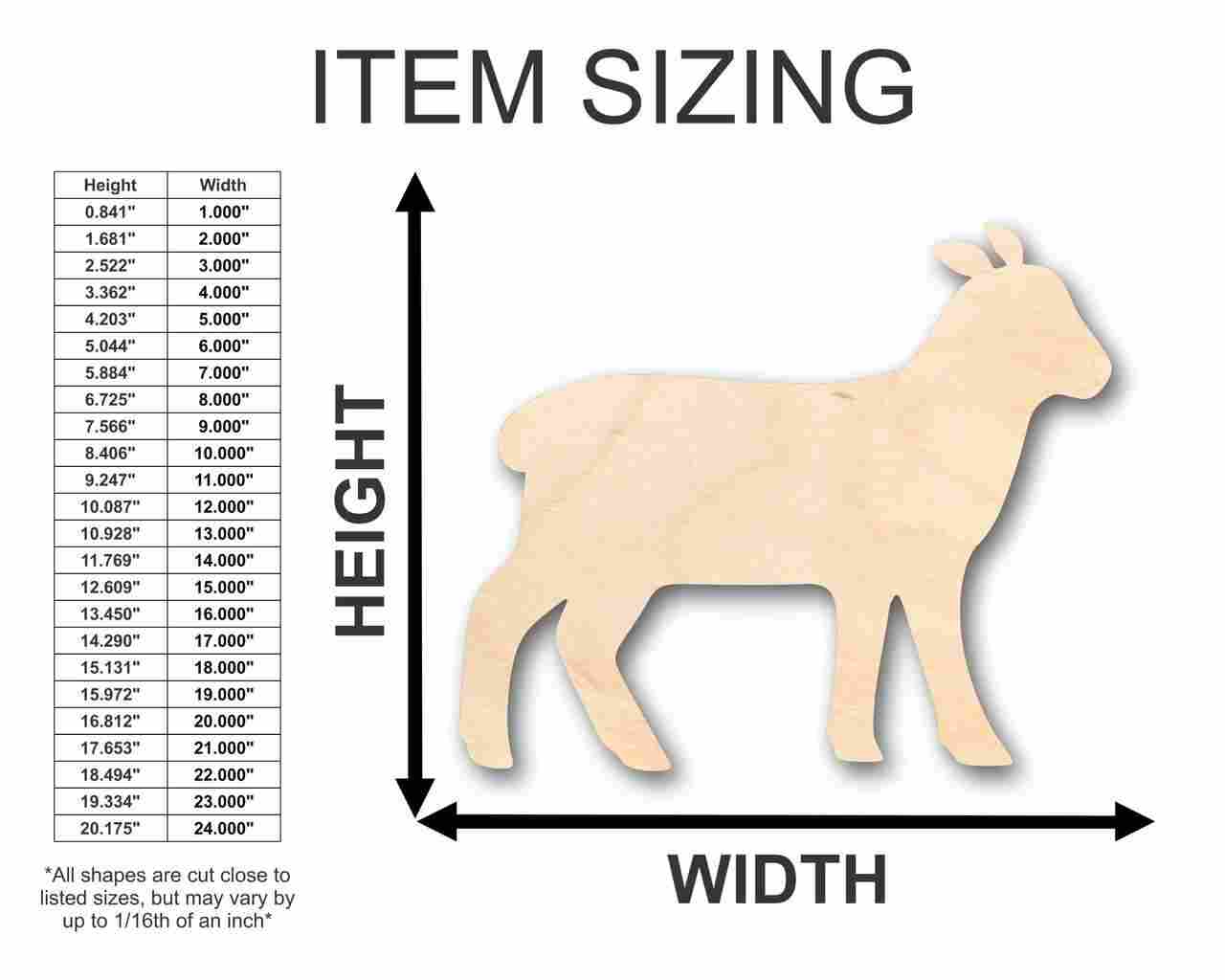 Unfinished Wood Lamb Sheep Shape - Farm Animal - Craft - up to 46" DIY