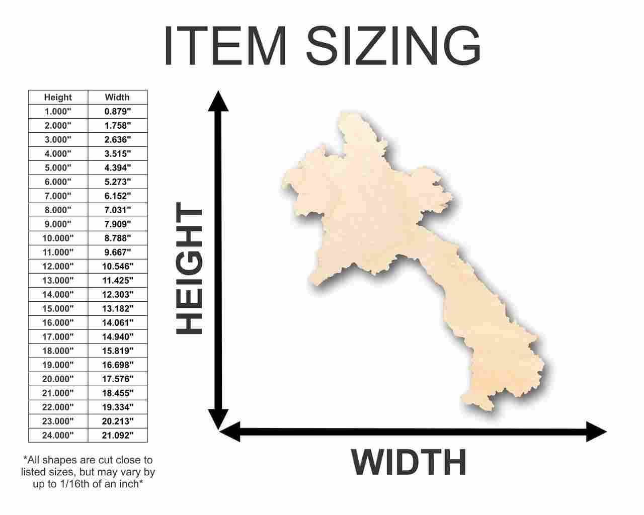 Unfinished Wood Laos Shape - Country - Craft - up to 46" DIY