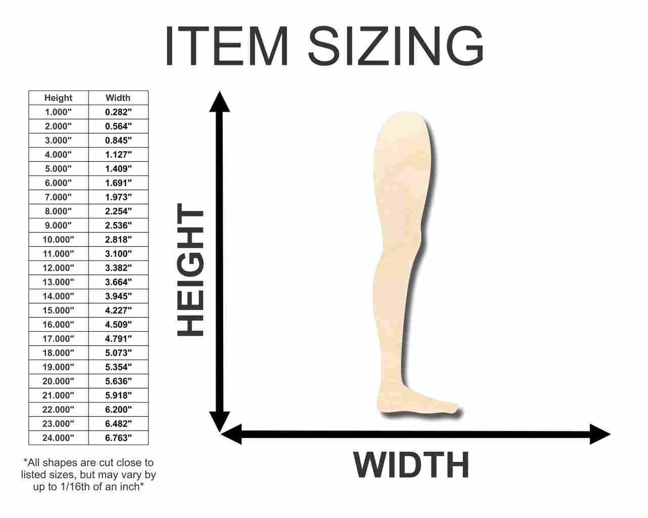 Unfinished Wood Leg Shape - Craft - up to 46" DIY