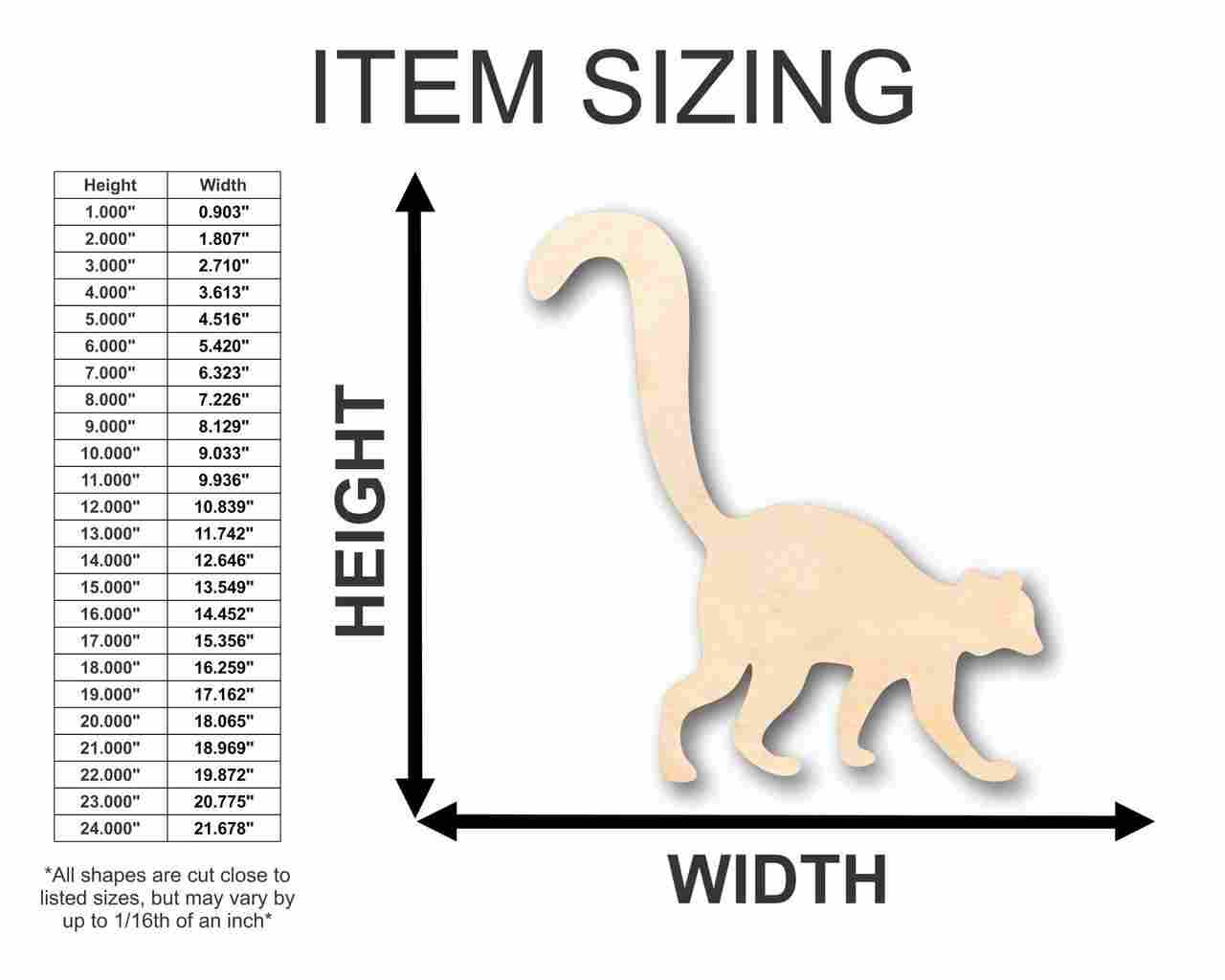 Unfinished Wood Lemur Shape - Animal - Craft - up to 46" DIY