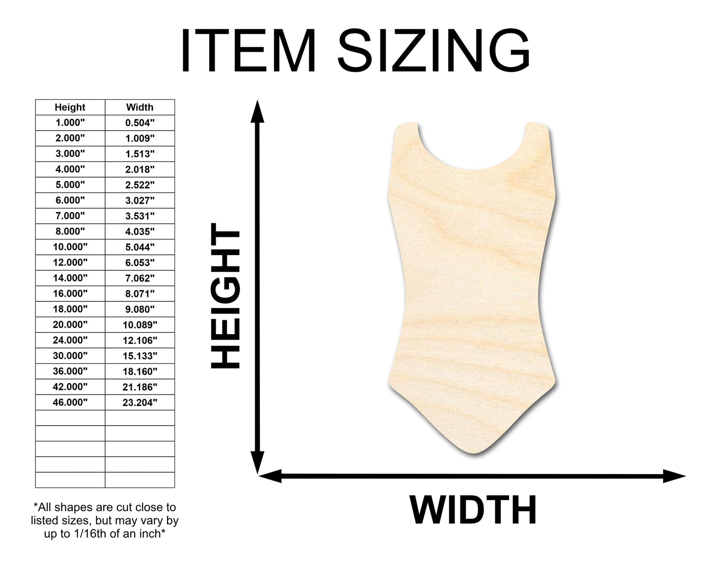 Unfinished Wood Swimsuit Shape | Craft Cutout | up to 46" DIY