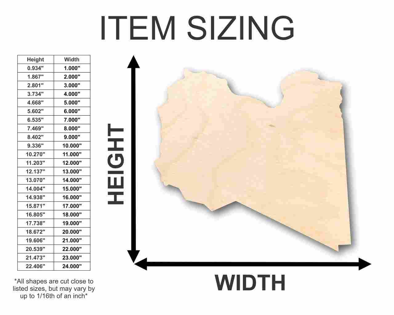 Unfinished Wood Libya Shape - Country - Craft - up to 46" DIY