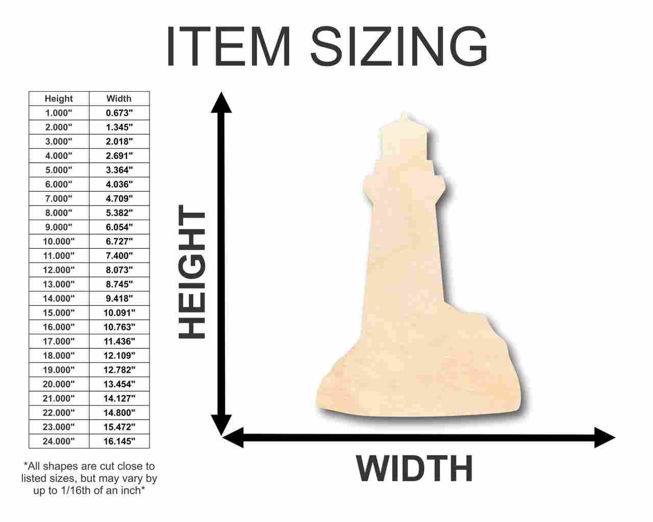 Unfinished Wood Lighthouse Shape - Ocean - Beach - Nursery - Craft - up to 46" DIY