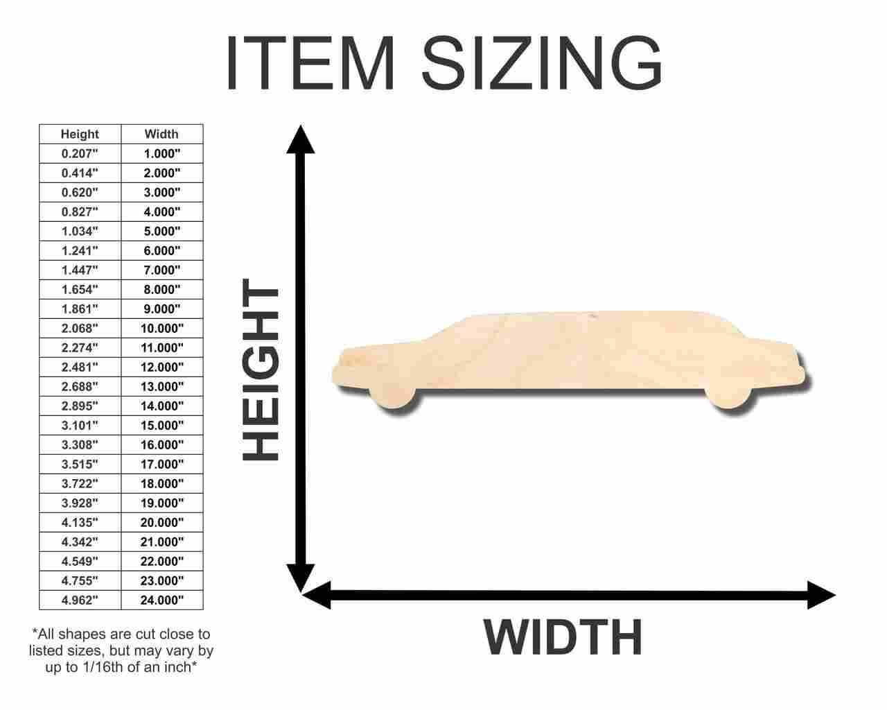 Unfinished Wood Limo Shape - Craft - up to 46" DIY