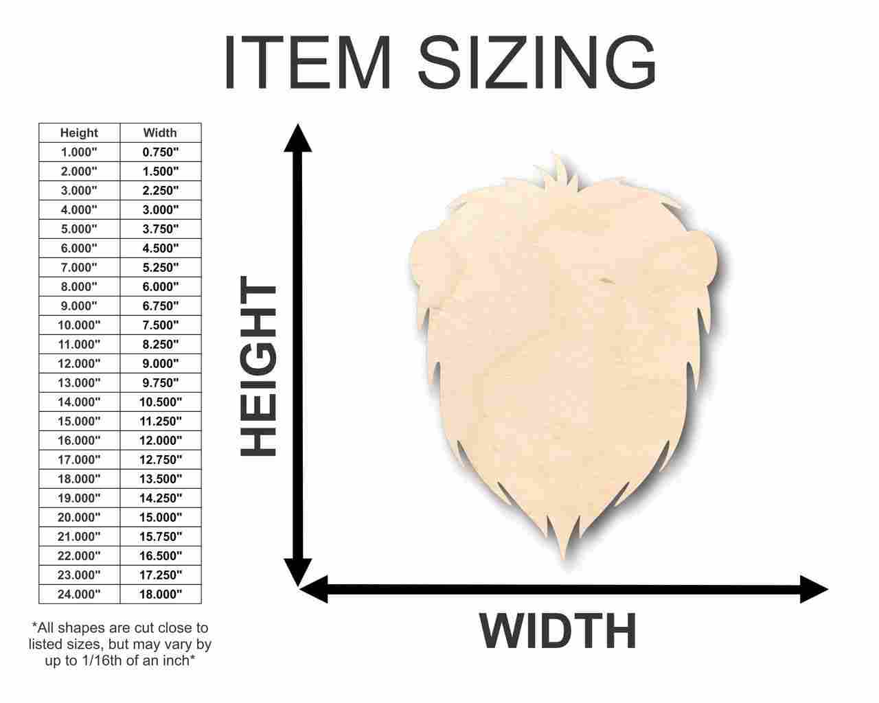 Unfinished Wood Lion Head Shape - Animal - Wildlife - Craft - up to 46" DIY