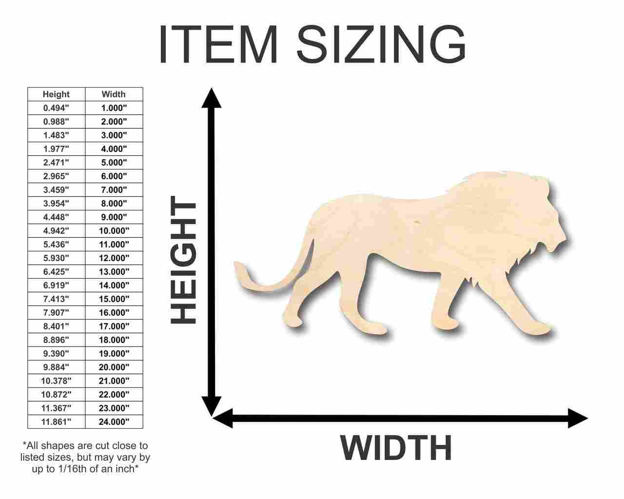 Unfinished Wood Lion Shape - Animal - Wildlife - Craft - up to 46" DIY