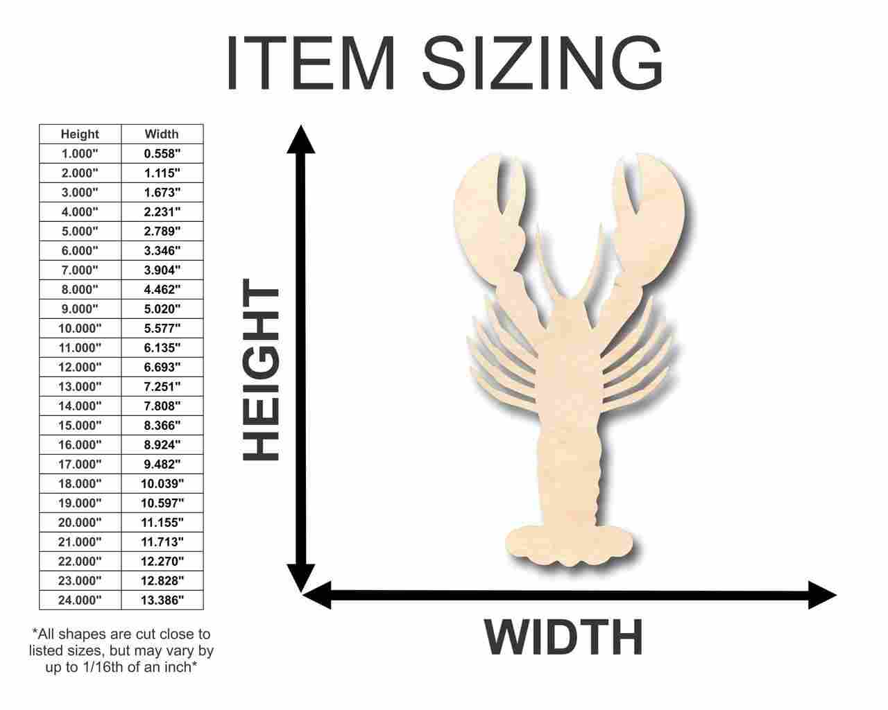 Unfinished Wood Lobster Shape - Ocean - Nursery - Craft - up to 46" DIY