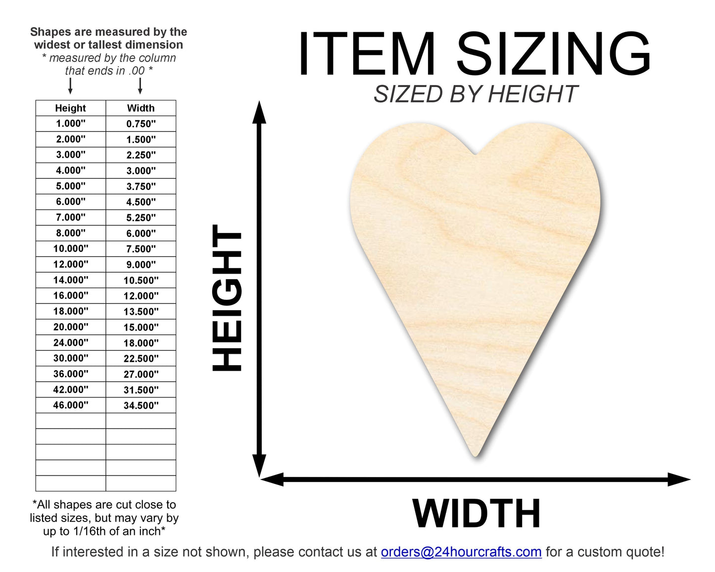 Unfinished Wood Tall Heart Shape | Valentine's Day  | DIY Craft Cutout | Up to 46"