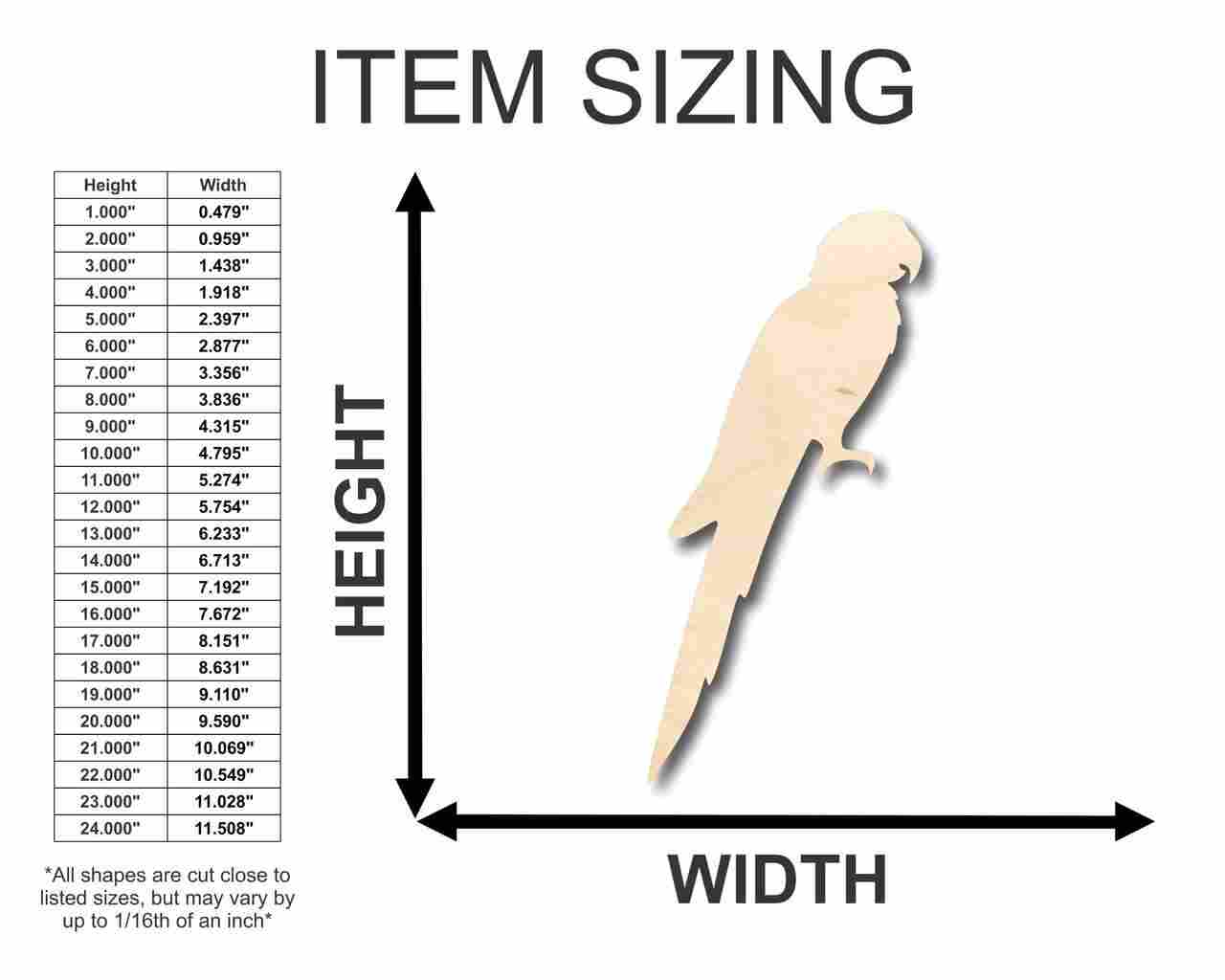 Unfinished Wood Macaw Shape - Animal - Wildlife - Pet - Craft - up to 46" DIY