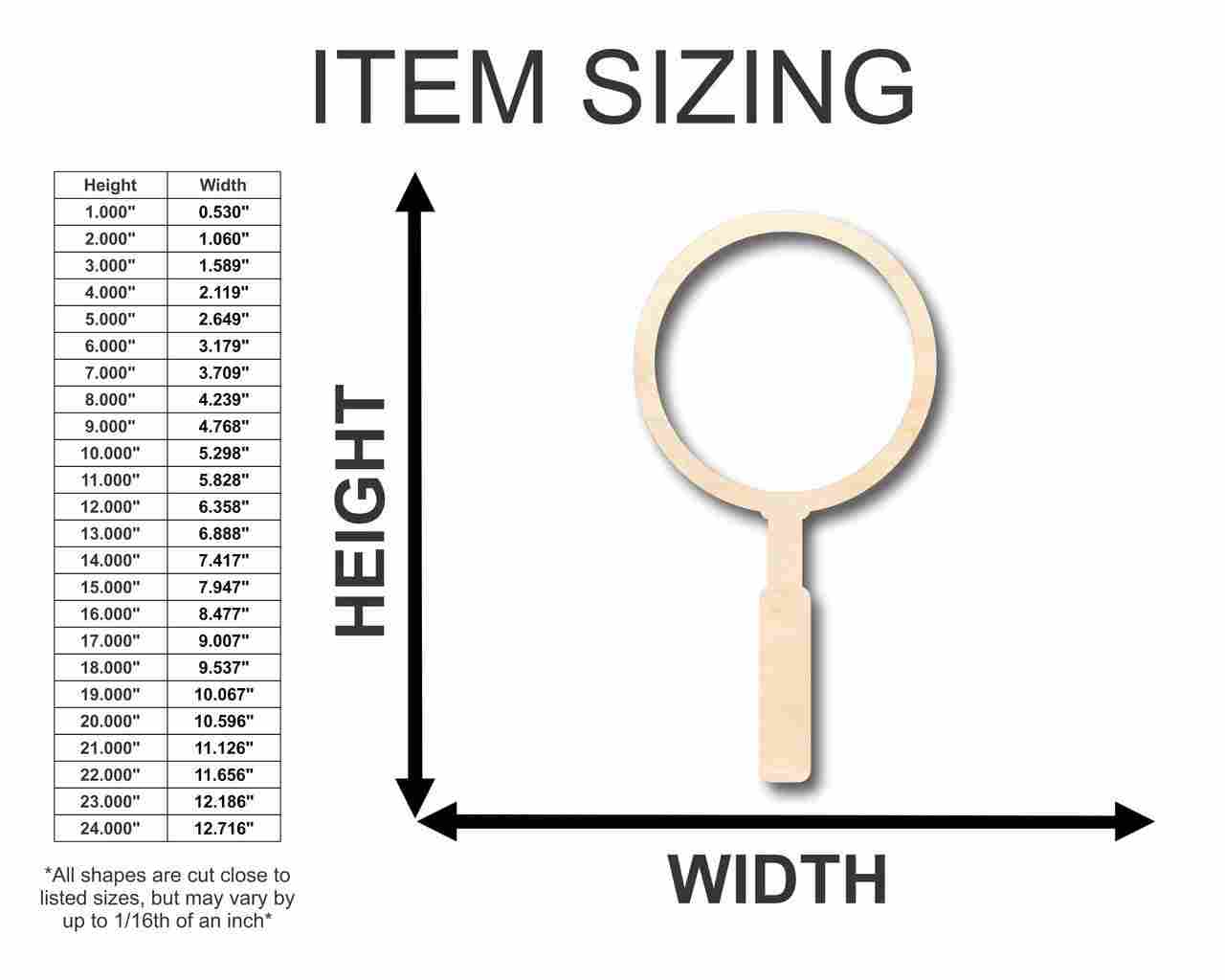 Unfinished Wood Magnifying Glass Shape - Detective - Craft - up to 46" DIY