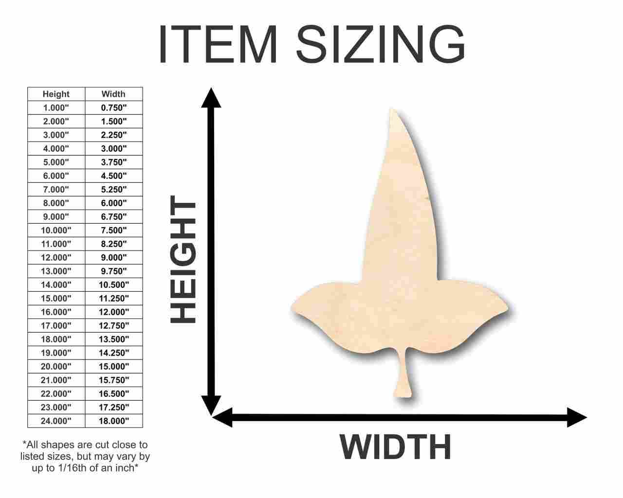 Unfinished Wood Mallorn Leaf Shape - Fall - Craft - up to 46" DIY