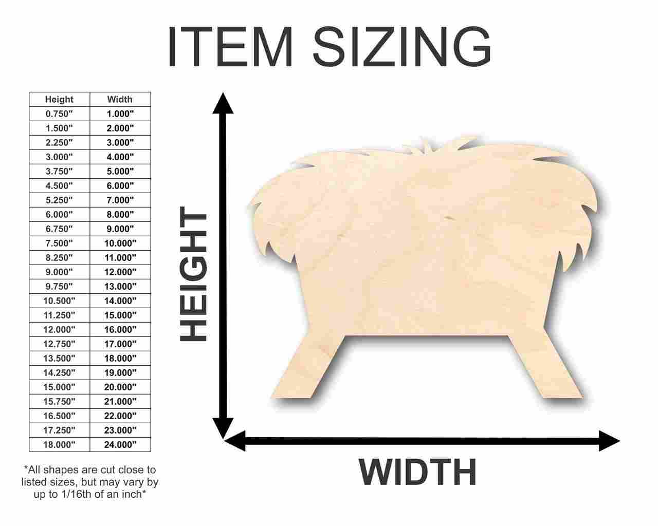 Unfinished Wood Bethlehem Manger Shape - Christmas - Craft - up to 46" DIY