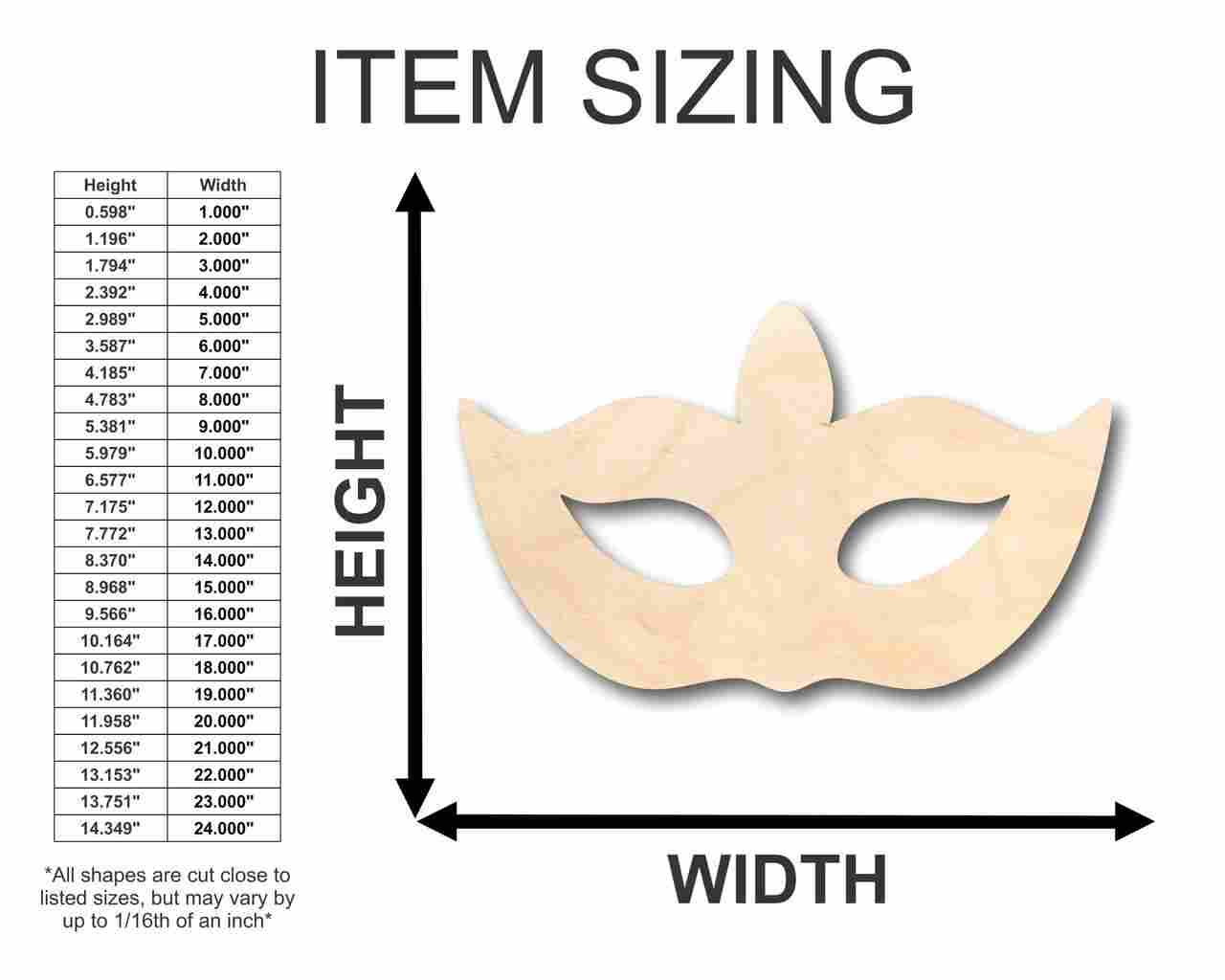 Unfinished Wood Masquerade Mask Shape - Party - Carnival - Craft up to 46" DIY