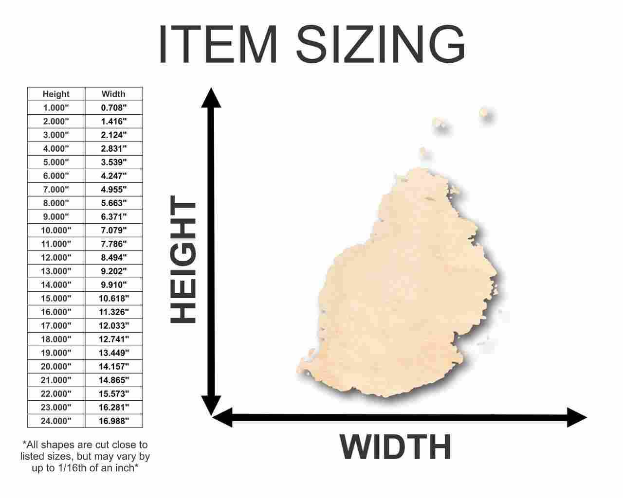 Unfinished Wood Mauritius Shape - Country - Craft - up to 46" DIY