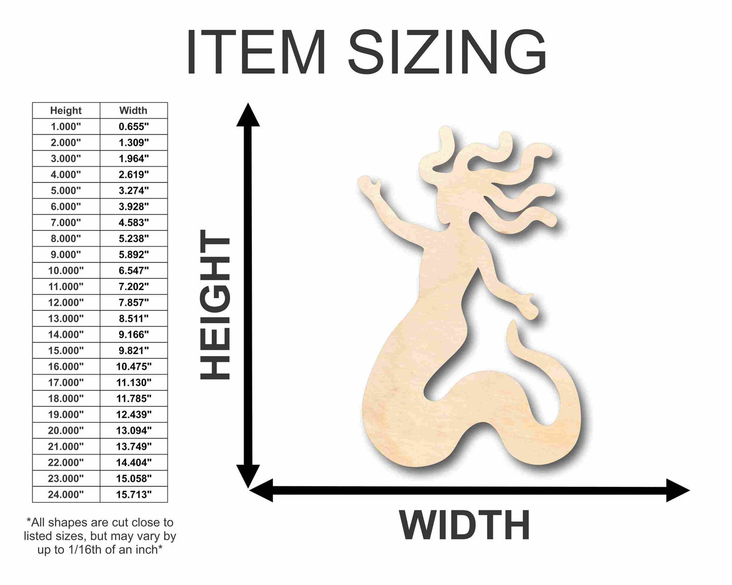 Unfinished Wood Medusa Silhouette - Craft- up to 46" DIY