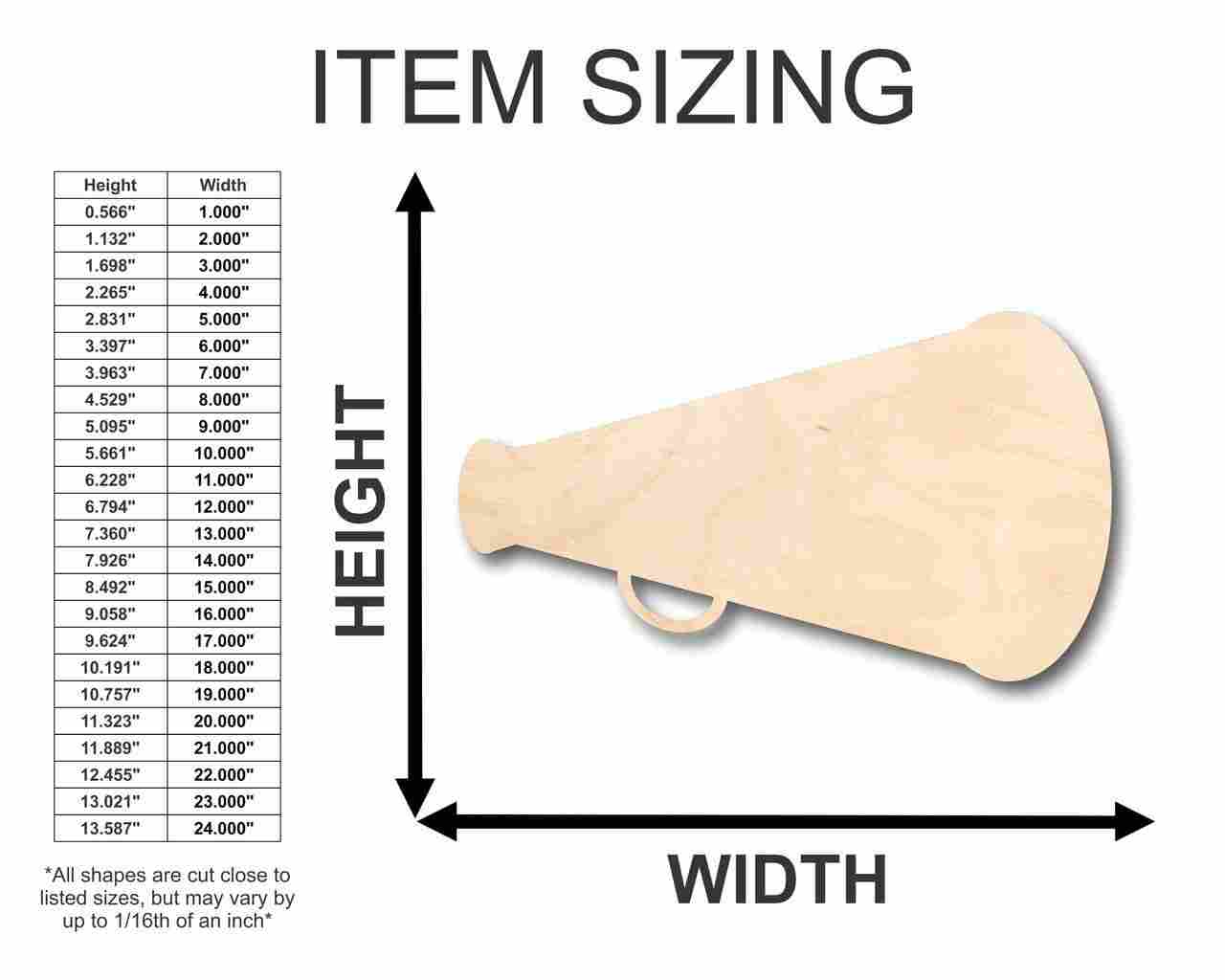 Unfinished Wood Megaphone Shape - Cheerleader - Protest - Craft - up to 46" DIY