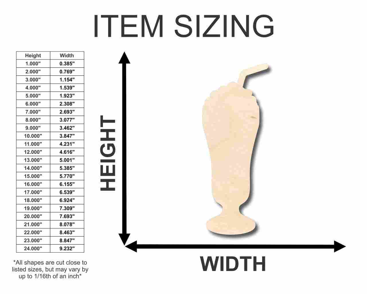 Unfinished Wood Milkshake Shape - Kitchen - Food - Craft - up to 46" DIY