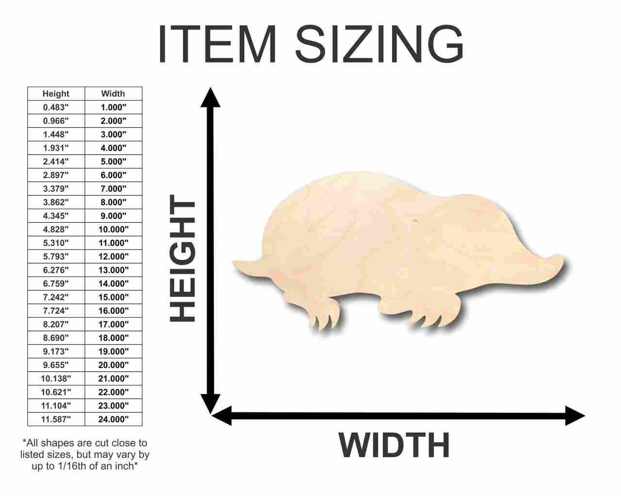 Unfinished Wood Mole Shape - Animal - Wildlife - Craft - up to 46" DIY