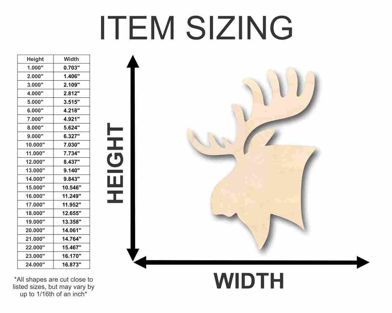 Unfinished Wood Moose Head Shape - Animal - Craft - up to 46" DIY