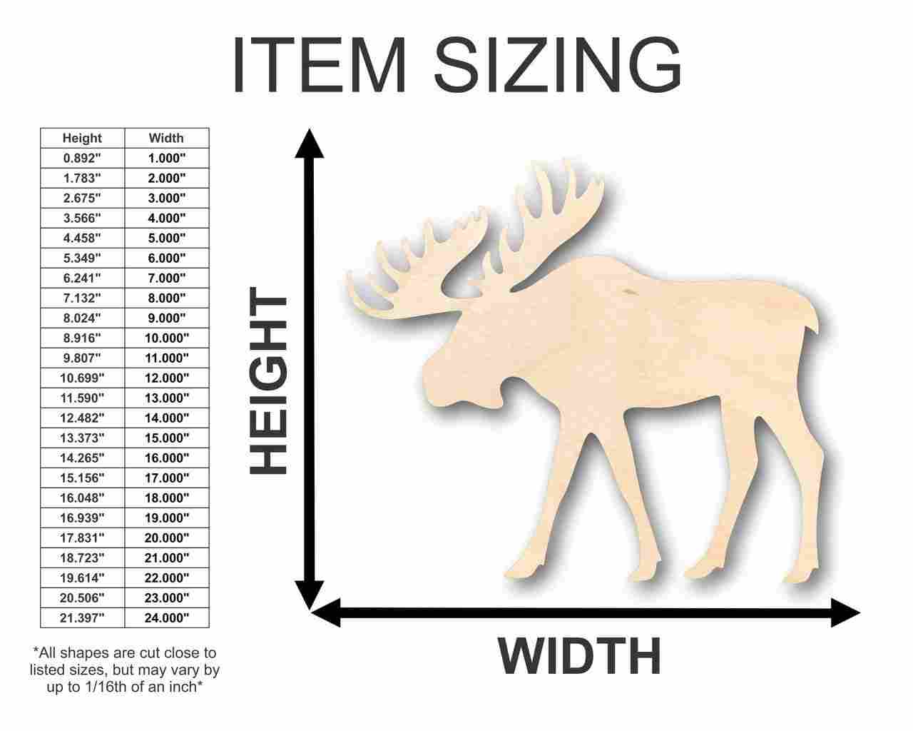 Unfinished Wood Moose Shape - Animal - Craft - up to 46" DIY