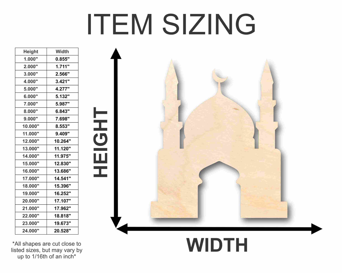Unfinished Wood Mosque Silhouette - Craft- up to 46" DIY