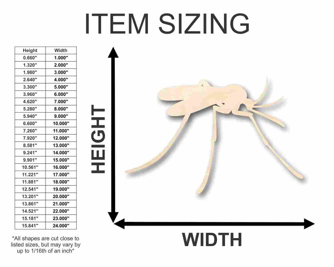 Unfinished Wood Mosquito Shape - Insect - Animal - Wildlife - Craft - up to 46" DIY