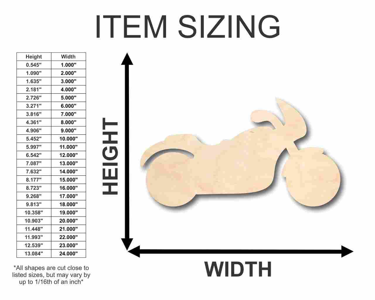 Unfinished Wood Motorcycle Shape - Biker - Craft - up to 46" DIY