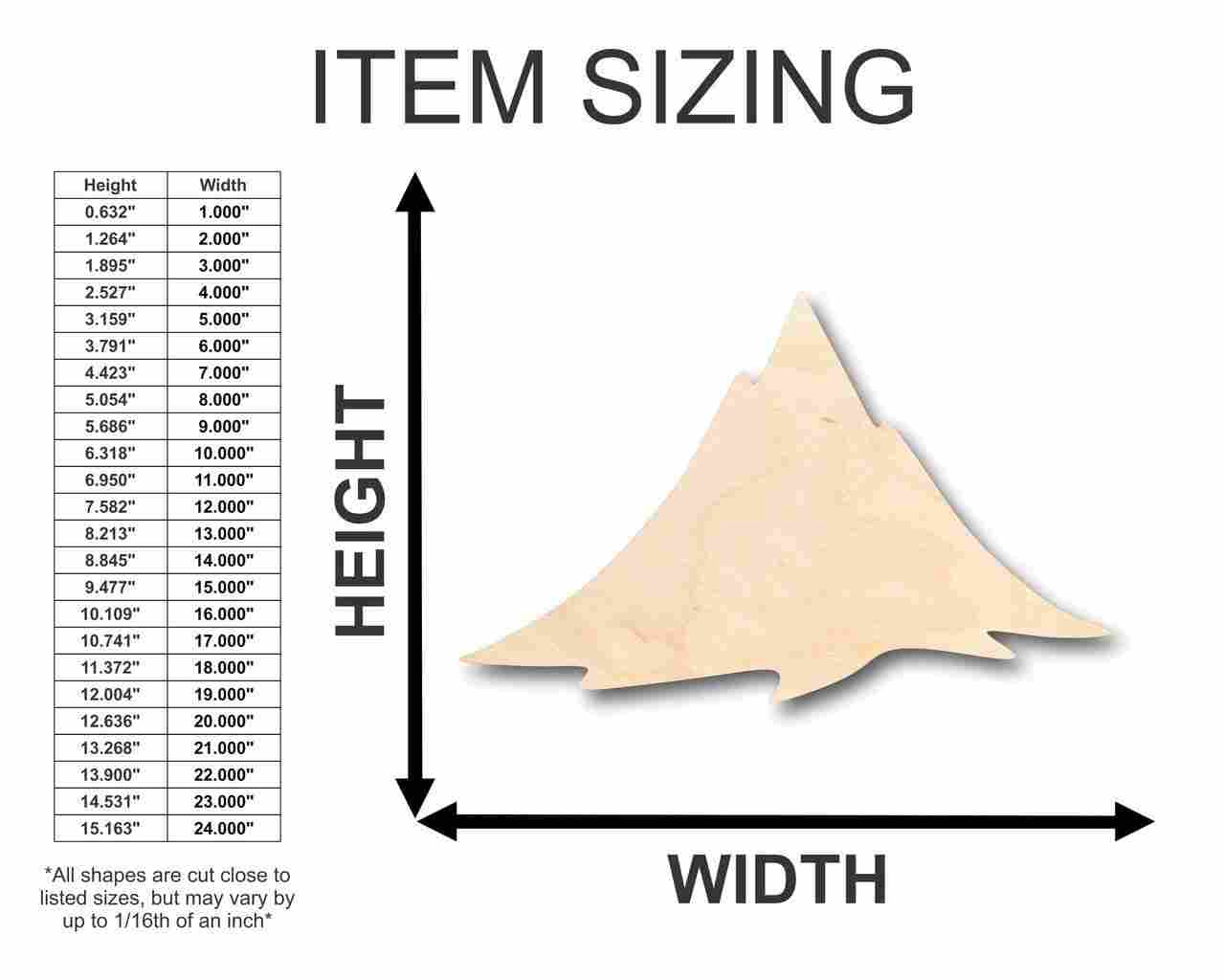 Unfinished Wood Mountain Shape - Nature - Craft - up to 46" DIY