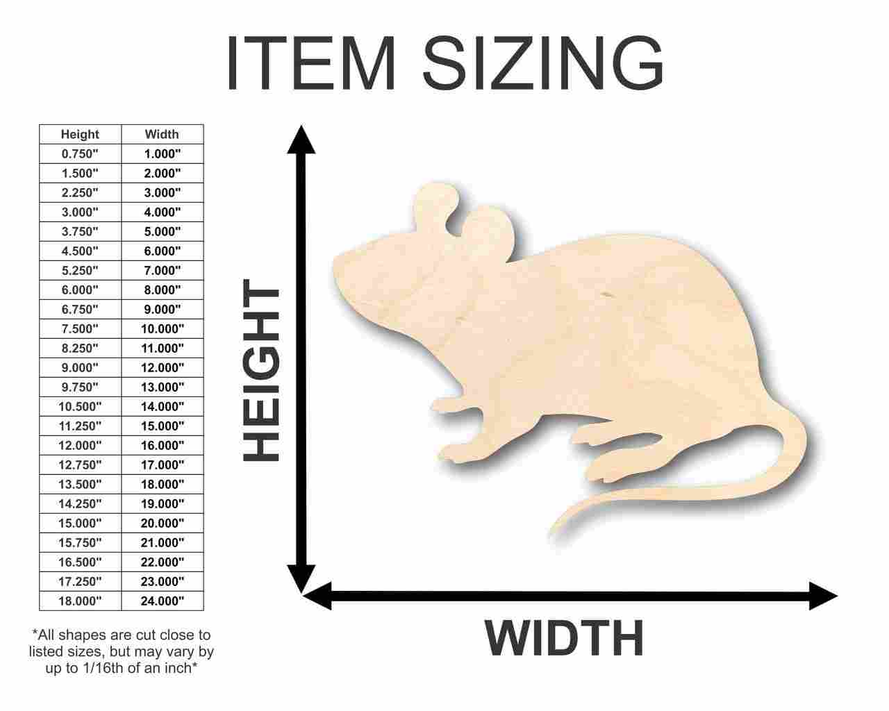 Unfinished Wood Mouse Shape - Animal - Wildlife - Craft - up to 46" DIY