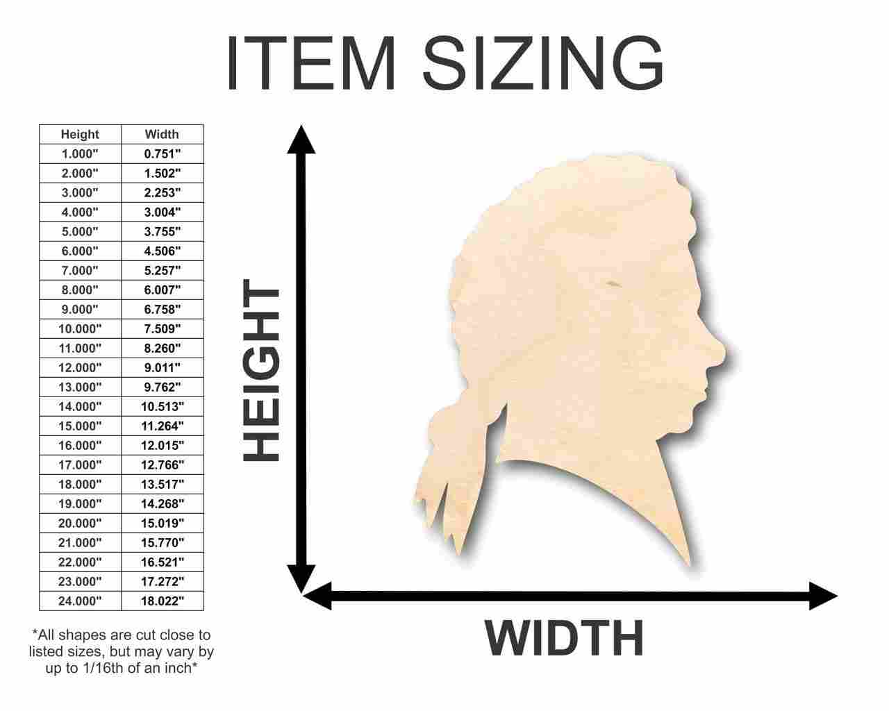 Unfinished Wood Mozart Shape - Music - History - Craft - up to 46" DIY