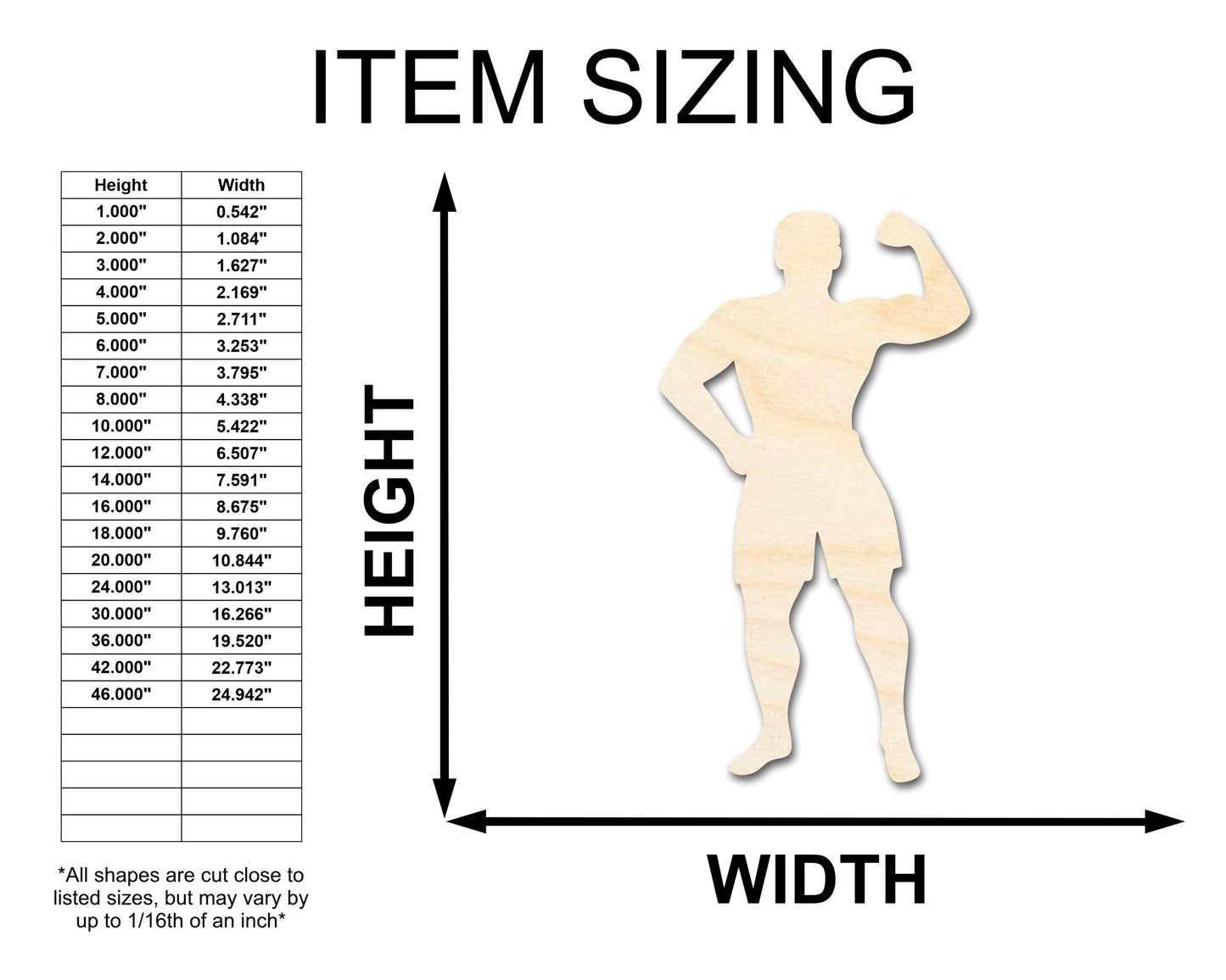 Unfinished Wood Body Builder Shape - Craft - up to 46" DIY