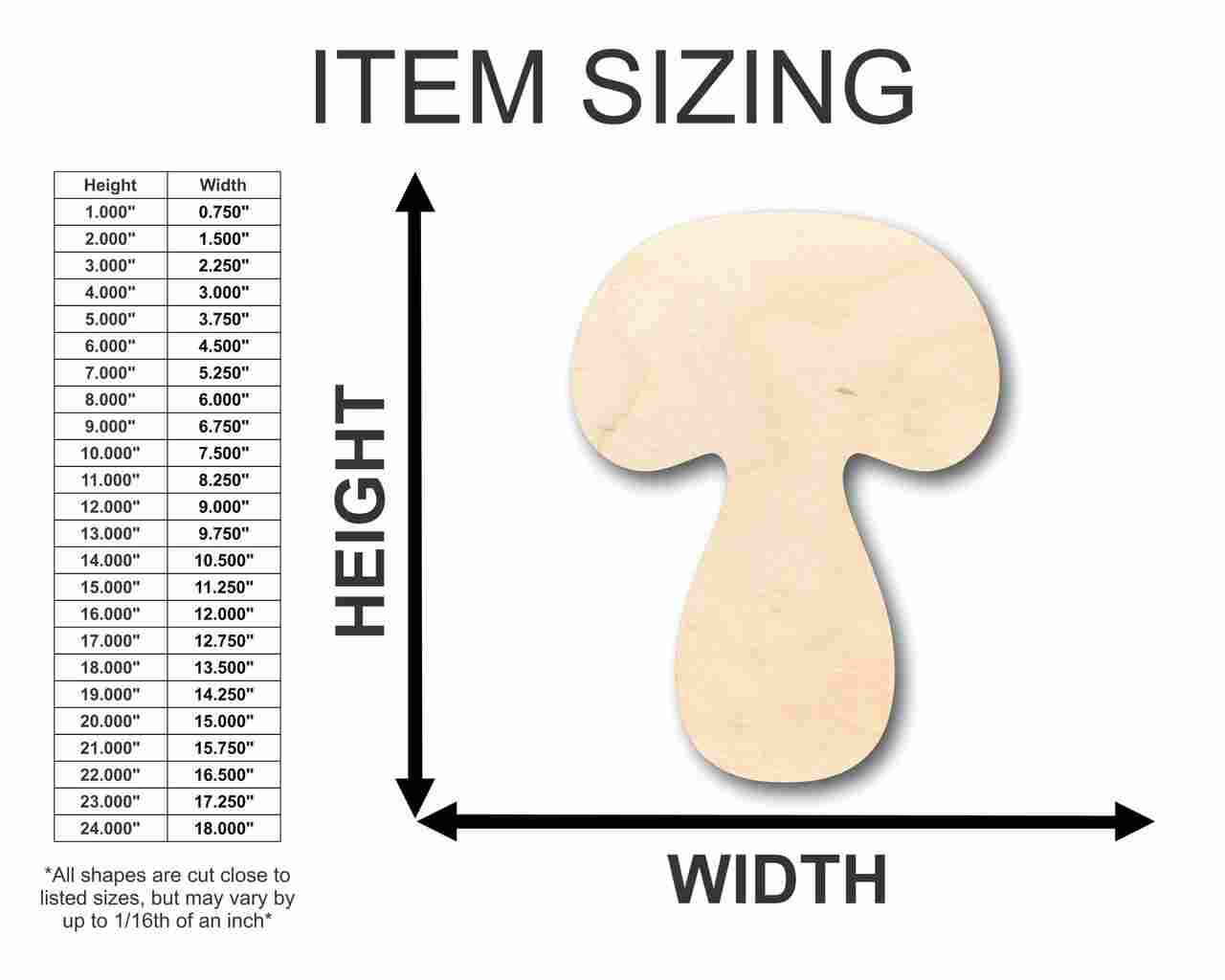 Unfinished Wood Mushroom Shape - Nature - Food - Craft - up to 46" DIY