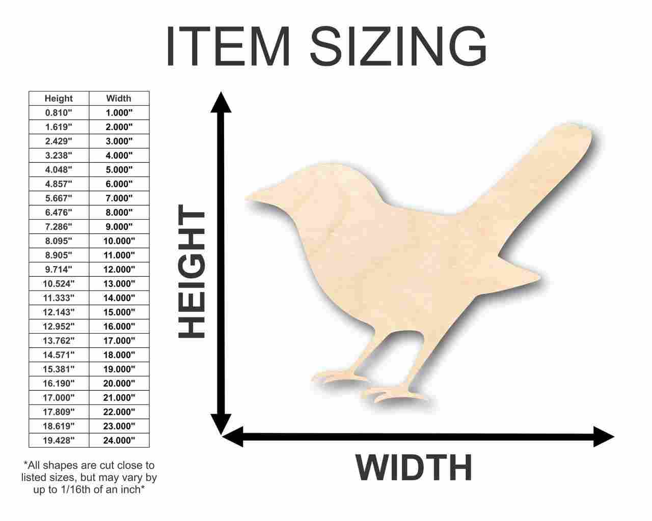 Unfinished Wood Nightingale Shape - Bird - Wildlife - Craft - up to 46" DIY