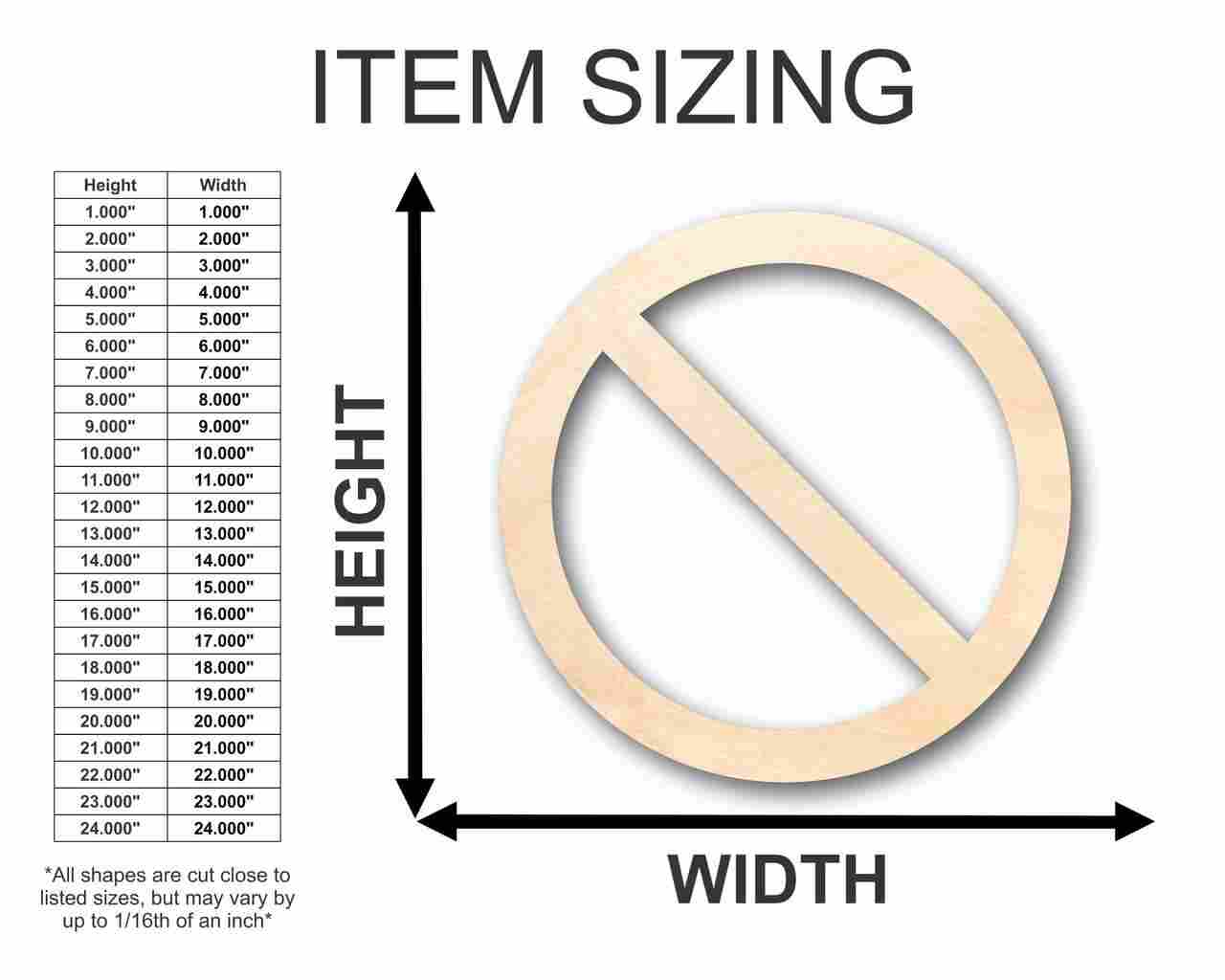 Unfinished Wood NO Sign Symbol - Craft - up to 46" DIY