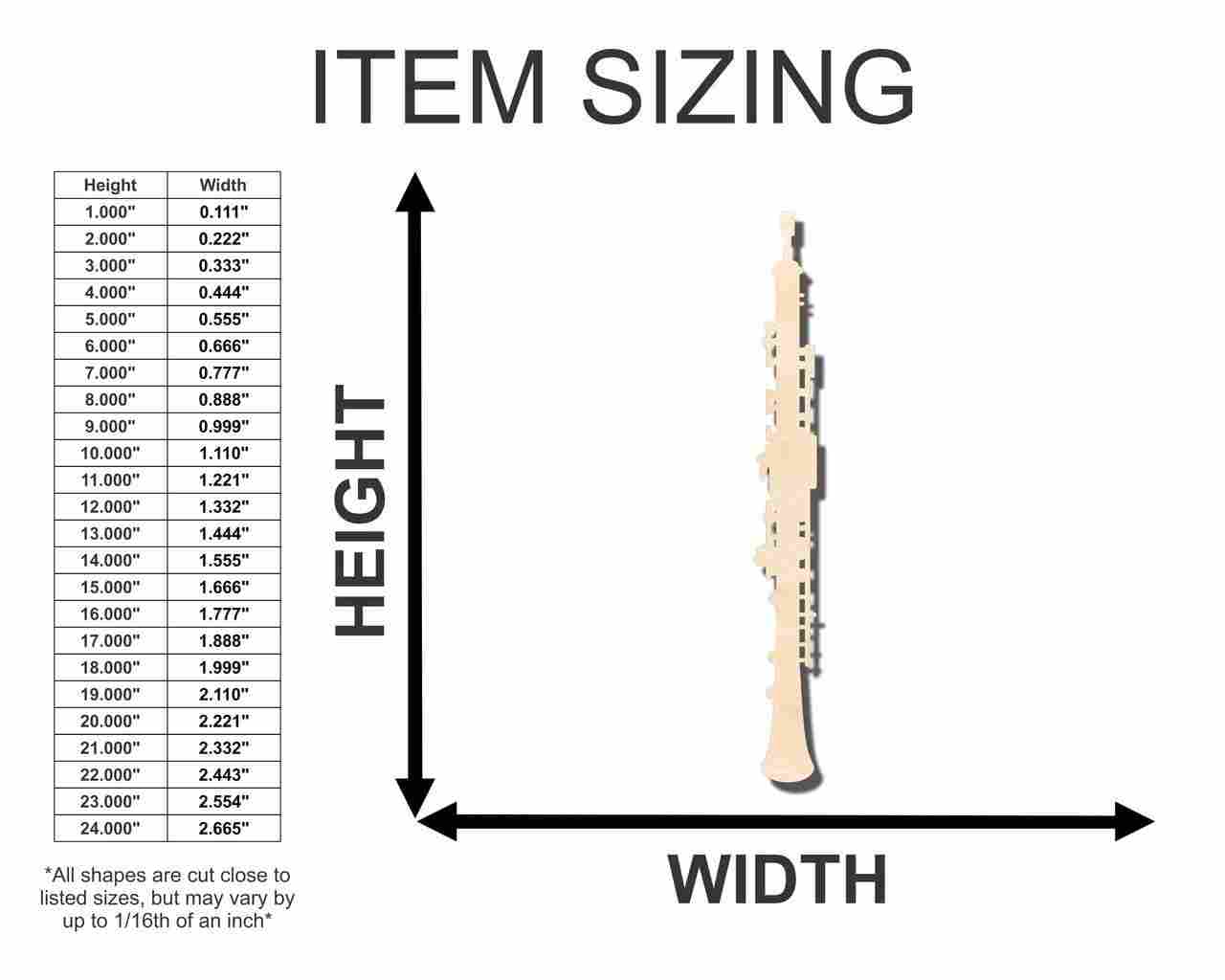 Unfinished Wood Oboe Shape - Music - Craft - up to 46" DIY