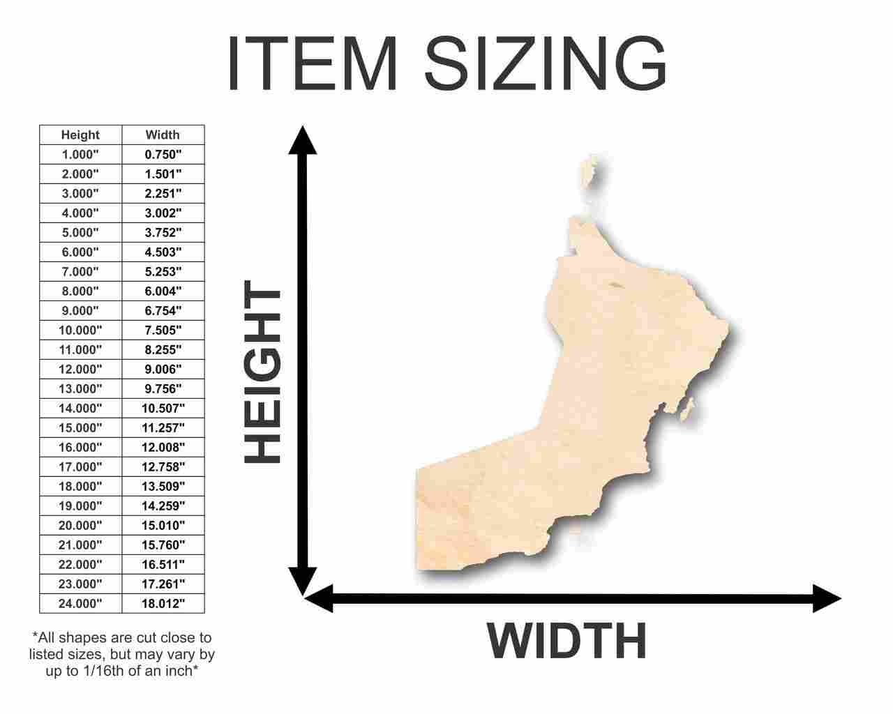 Unfinished Wood Oman Shape - Country - Craft - up to 46" DIY