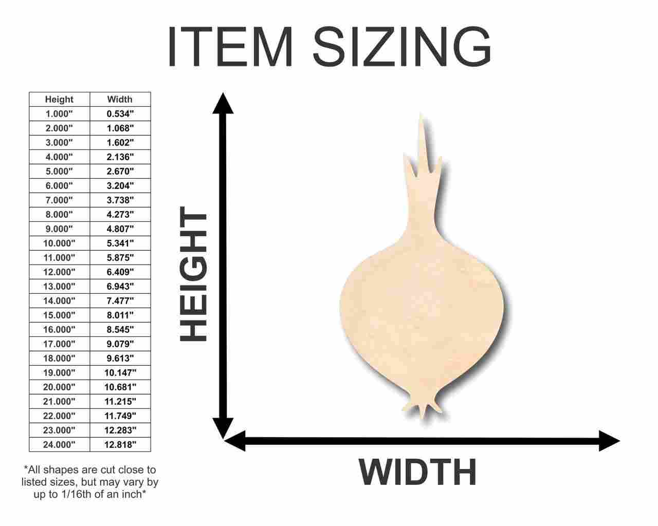 Unfinished Wood Onion Shape - Garden - Kitchen - Food - Craft - up to 46" DIY