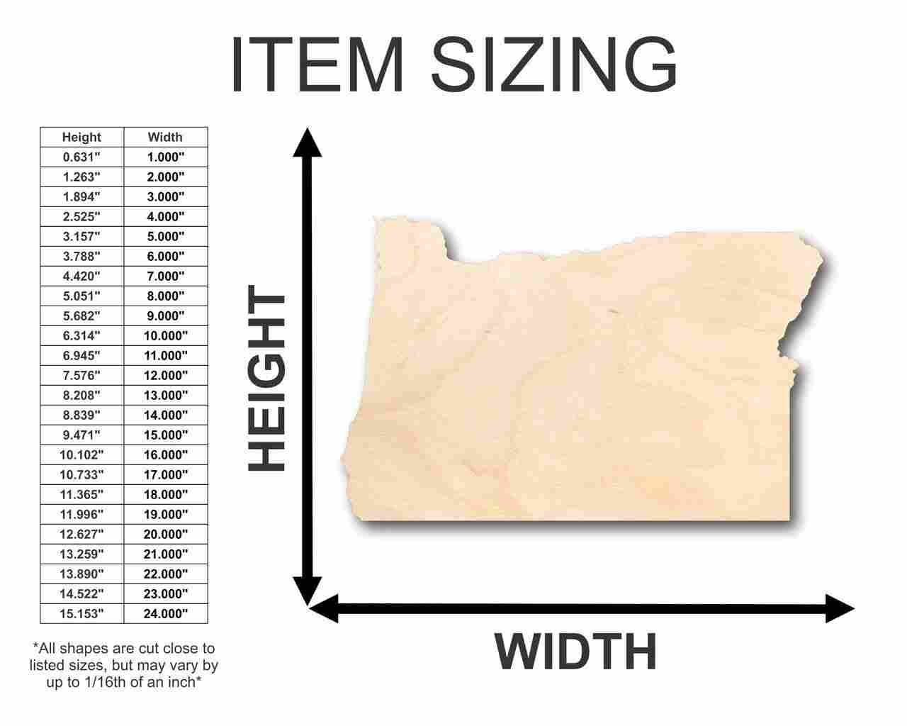Unfinished Wood Oregon Shape - State - Craft - up to 46" DIY