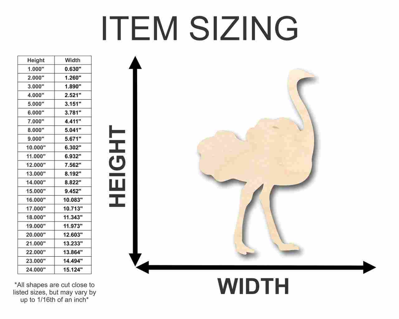 Unfinished Wood Ostrich Shape - Animal - Wildlife - Craft - up to 46" DIY