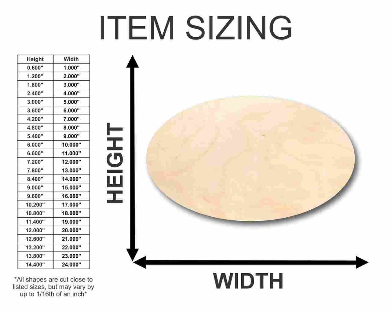 Unfinished Wood Oval Shape - Craft - up to 46" DIY