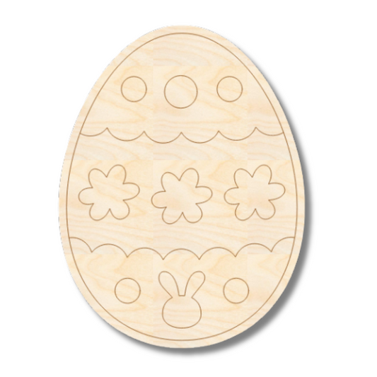 Unfinished Wood Etched Fun Easter Egg Shape | Paint By Line Crafts | up to 30" DIY