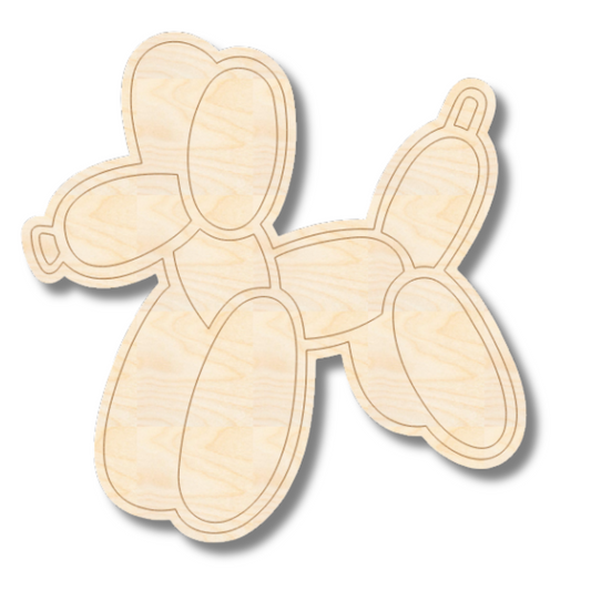 Unfinished Wood Etched Balloon Dog Shape | Paint By Line Crafts | up to 30" DIY