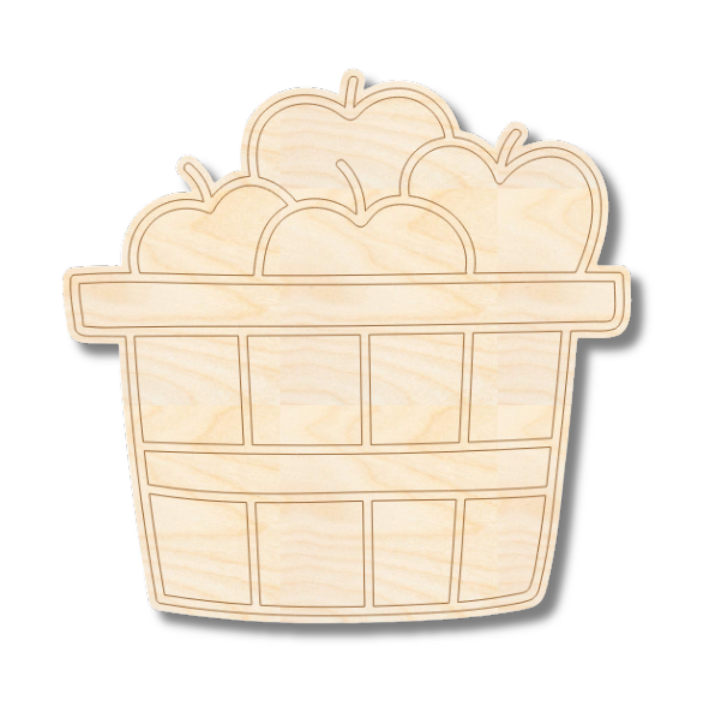 Unfinished Wood Etched Farm Apple Barrel Shape | Paint By Line Crafts | up to 30" DIY