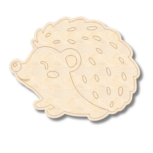 Unfinished Wood Etched Hedgehog Shape | Paint By Line Crafts | up to 30" DIY