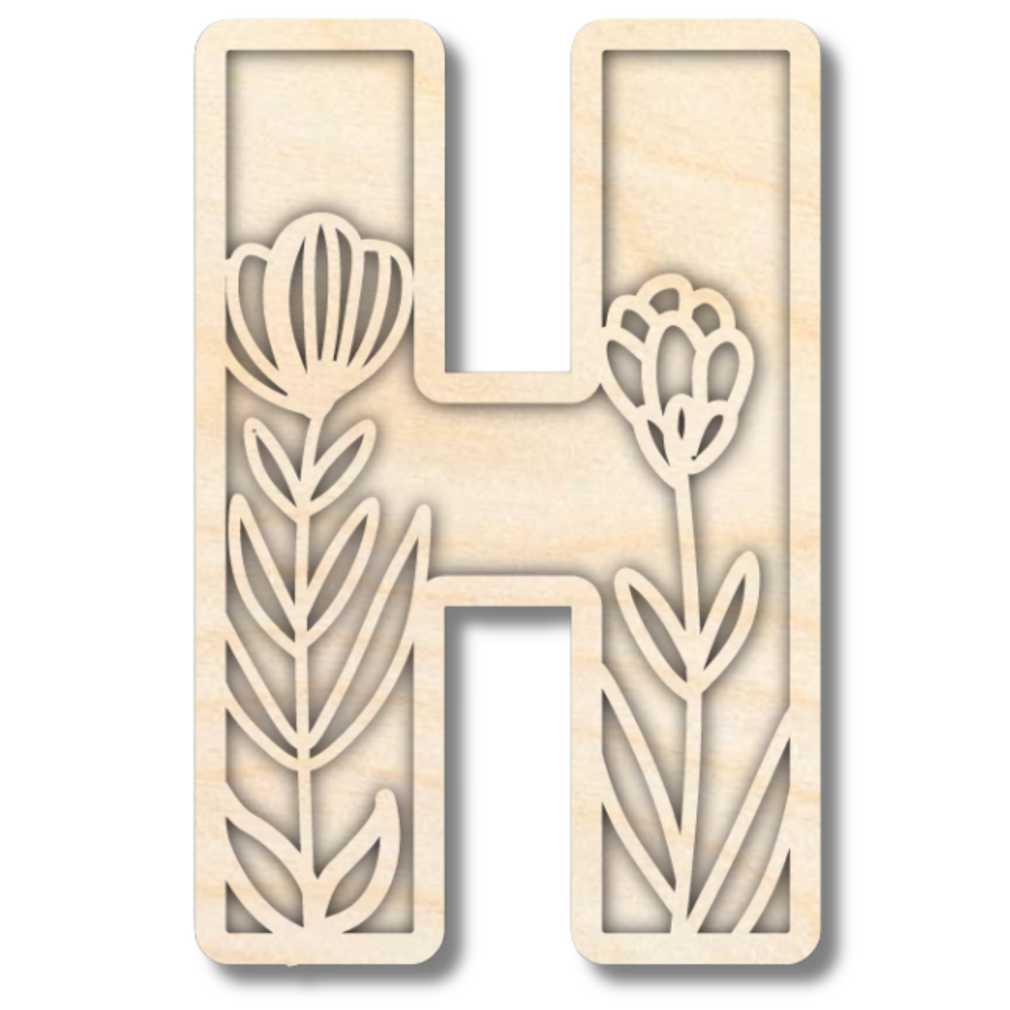 Unfinished Wood Layered Themed Letters | Wild Flowers | A-Z | 2 Piece | up to 24"