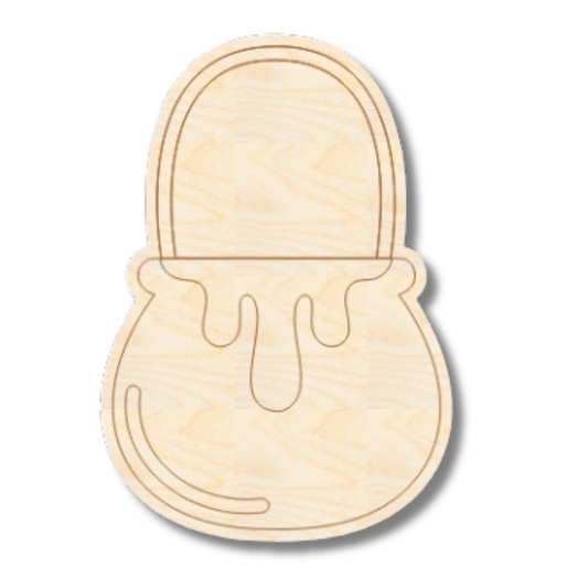 Unfinished Wood Etched Witch Cauldron Shape | Paint By Line Crafts | up to 30" DIY