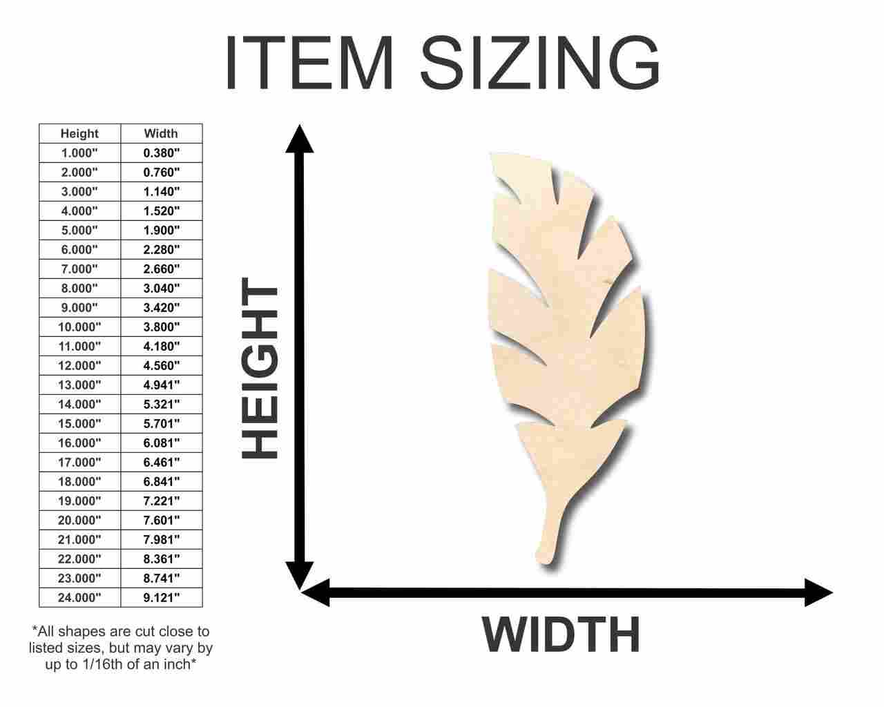 Unfinished Wood Palm Tree Leaf Shape - Craft - up to 46" DIY